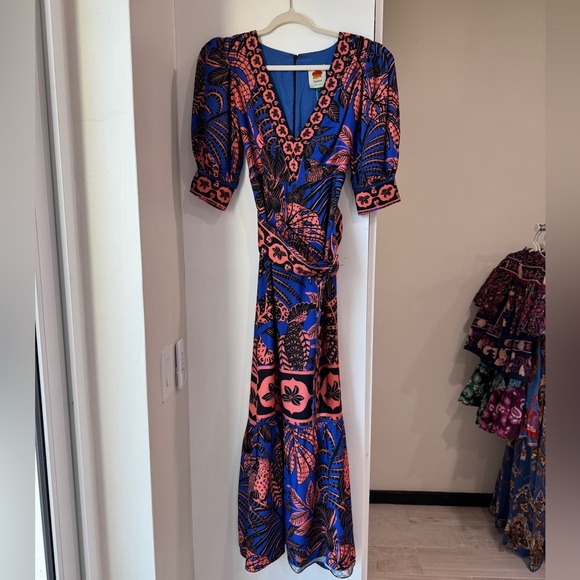 FARM Rio Dresses & Skirts - FARM Rio Vibrant Blue and Pink Midi Dress